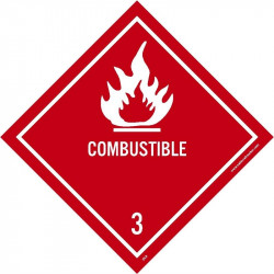 NMC DL9ALV Dot Shipping Label, Combustible 3, 4" x 4", PS Vinyl, 500/Roll