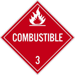 NMC DL9 Placard Sign, Combustible 3, 10.75" x 10.75"