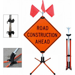 NMC DLSFLEXSTANDRGD Full Size Dual Spring Stand For 36" & 48" Rigid Signs, Steel Legs