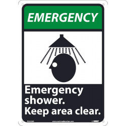 NMC EGA2 Emergency, Emergency Shower Keep Area Clear Sign (w/Graphic)