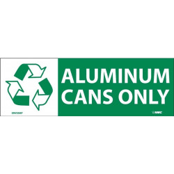 NMC ENV20AP Aluminum Cans Only Label (Graphic), 7.5" x 2.5", Adhesive Backed Vinyl, 5/Pk