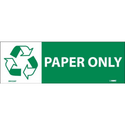 NMC ENV23AP Paper Only Sign (Graphic), 7.5" x 2.5", Adhesive Backed Vinyl, 5/Pk