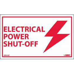 NMC EPA1AP Electrical Power Shut Off Label, 3" x 5", Adhesive Backed Vinyl, 5/Pk