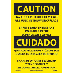 NMC ESC309 Caution, Hazardous Toxic Chemicals Are In Use Sign - Bilingual