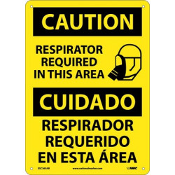 NMC ESC365 Caution, Respirator Required Sign (Bilingual), 14" x 10"