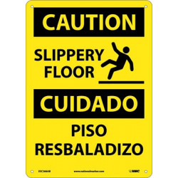 NMC ESC366 Caution, Slippery Floor Sign (Bilingual), 14" x 10"