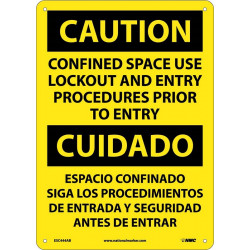 NMC ESC444 Caution, Confined Space Sign (Bilingual), 14" x 10"