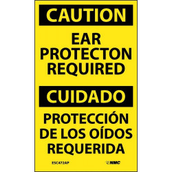 NMC ESC472AP Caution, Ear Protection Required Bilingual Label, 5" x 3", Adhesive Backed Vinyl, 5/Pk