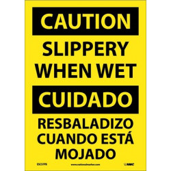 NMC ESC57 Caution, Slippery When Wet Sign - Bilingual
