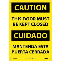 NMC ESC702 Caution, This Door Must Be Kept Closed Sign (Bilingual), 14" x 10"