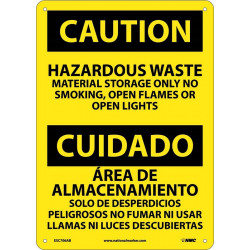 NMC ESC706 Caution, Hazardous Waste Material Storage Sign (Bilingual), 14" x 10"