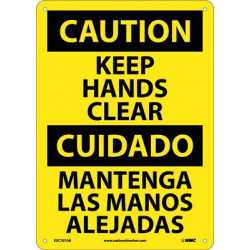 NMC ESC707 Caution, Keep Hands Clear Sign (Bilingual), 14" x 10"