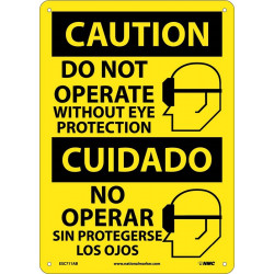 NMC ESC711 Caution, Eye Protection Required Sign (Bilingual), 14" x 10"
