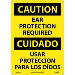 NMC ESC712 Caution, Ear Protection Required Sign (Bilingual), 14" x 10"