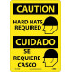 NMC ESC716 Caution, Hard Hats Required Sign (Bilingual), 14" x 10"