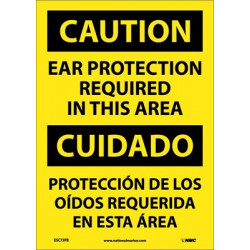 NMC ESC73 Caution, Ear Protection Required Sign - Bilingual