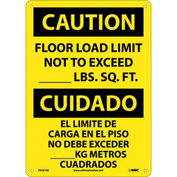 NMC ESC87 Caution, Floor Load Limit Sign (Bilingual), 14" x 10"