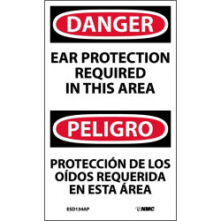 NMC ESD134AP Danger, Ear Protection Required Label (Bilingual), 5" x 3", Adhesive Backed Vinyl, 5/Pk