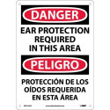 NMC ESD134 Danger, Ear Protection Required Sign (Bilingual), 14" x 10"
