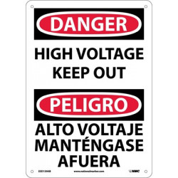 NMC ESD139 Danger, High Voltage Keep Out Sign (Bilingual), 14" x 10"