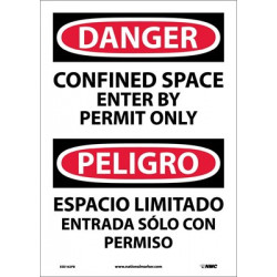 NMC ESD162 Danger, Confined Space Permit Only Sign - Bilingual