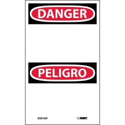 NMC ESD1AP Danger/Peligro, Blank Label, 5" x 3", Adhesive Backed Vinyl, 5/Pk