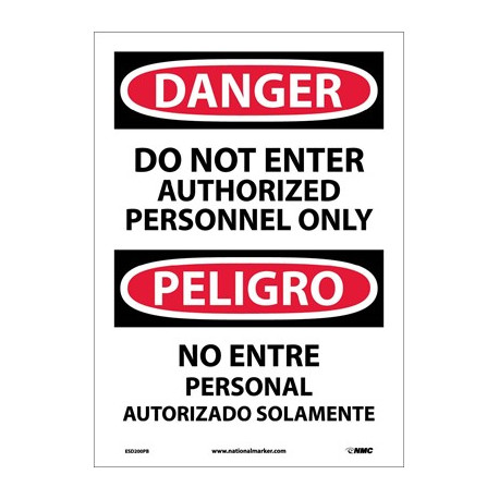 NMC ESD200 Danger, Do Not Enter Sign - Bilingual
