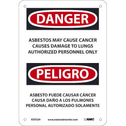 NMC ESD22 Danger, Asbestos May Cause Cancer Authorized Personnel Only Sign - Bilingual