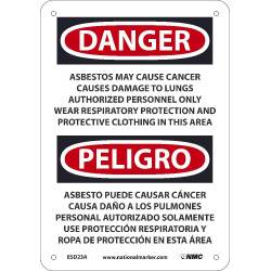 NMC ESD23 Danger, Asbestos May Cause Cancer Causes Wear Respiratory Protection Sign - Bilingual