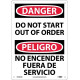 NMC ESD263 Danger, Do Not Start Out Of Order Sign - Bilingual