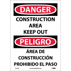 NMC ESD266 Danger, Construction Area Keep Out Sign - Bilingual
