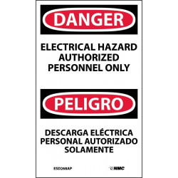 NMC ESD268AP Danger, Electrical Hazard Authorized Personnel Only Label - Bilingual