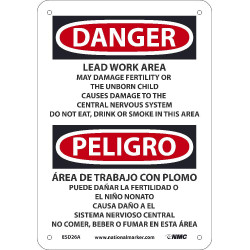 NMC ESD26 Danger, Lead Work Area, May Cause Cancer Sign - Bilingual