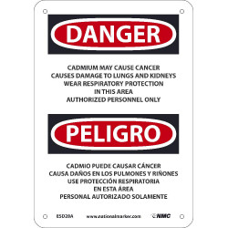 NMC ESD28 Danger, Cadmium May Cause Cancer Causes Sign - Bilingual
