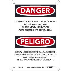 NMC ESD30 Danger, Formaldehyde May Cause Cancer Sign - Bilingual
