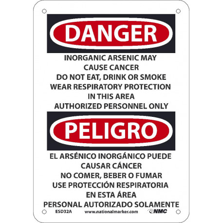 NMC ESD32 Danger, Inorganic Arsenic May Cause Cancer Sign - Bilingual
