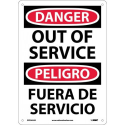 NMC ESD365 Danger, Out Of Service Sign (Bilingual), 14" x 10"