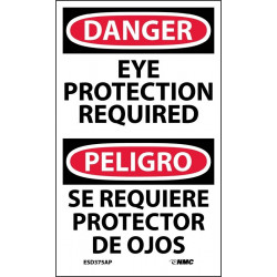NMC ESD375AP Danger, Eye Protection Required Label (Bilingual), 5" x 3", Adhesive Backed Vinyl, 5/Pk