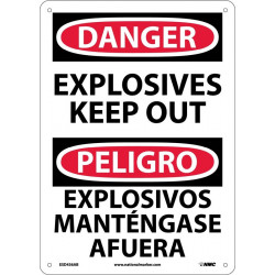NMC ESD436 Danger, Explosives Keep Out Sign (Bilingual), 14" x 10"