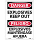 NMC ESD436 Danger, Explosives Keep Out Sign (Bilingual), 14" x 10"