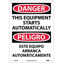 NMC ESD466 Danger, Automatic Equipment Start Sign (Bilingual), 14" x 10"