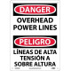 NMC ESD468 Danger, Overhead Power Lines Sign (Bilingual), 14" x 10"