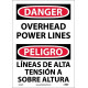 NMC ESD468 Danger, Overhead Power Lines Sign (Bilingual), 14" x 10"