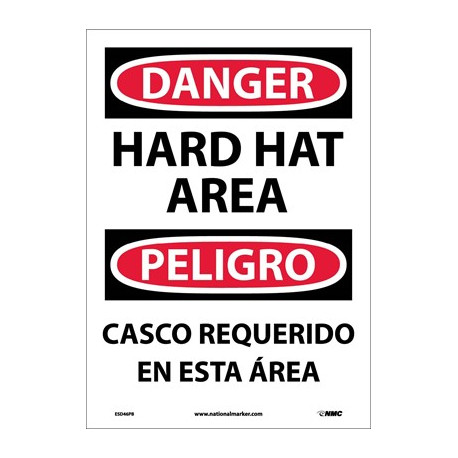 NMC ESD46 Danger, Hard Hat Area Sign - Bilingual