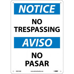 NMC ESN218 Notice, No Trespassing Sign - Bilingual, 14" x 10"