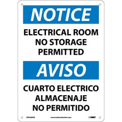 NMC ESN368 Notice, Electrical Room No Storage Permitted Sign - Bilingual, 14" x 10"