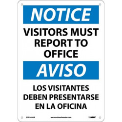 NMC ESN369 Notice, Visitors Report To Office Sign - Bilingual, 14" x 10"