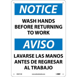 NMC ESN371 Notice, Wash Hands Sign - Bilingual, 14" x 10"