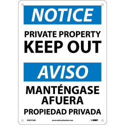 NMC ESN374 Notice, Private Property Keep Out Sign - Bilingual, 14" x 10"