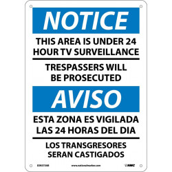 NMC ESN375 Notice, Under Surveillance Sign - Bilingual, 14" x 10"